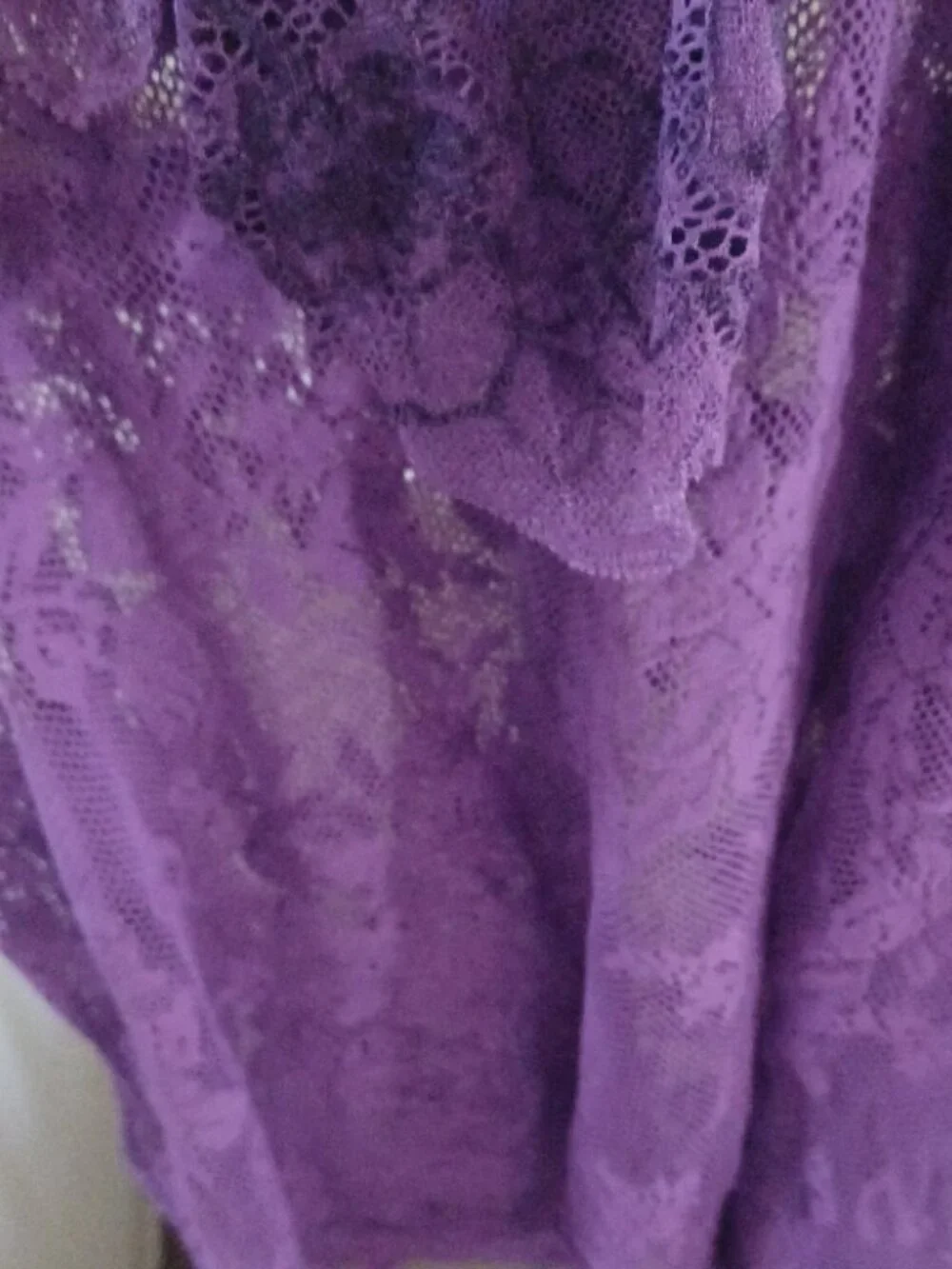 NEW Victoria Secret Purple Lace w/Panties Mesh Tank Stretch Nightie Strap L